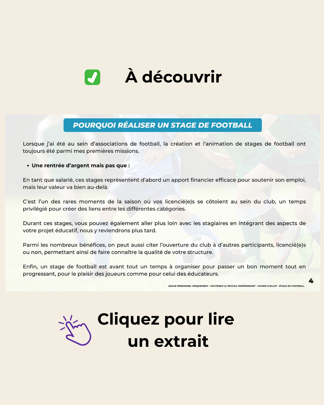 Organiser un stage de football